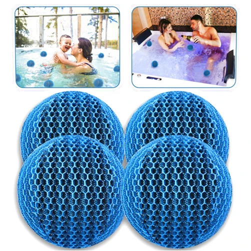 JULMELON Hot Tub Scum Absorber,4 Pack Spa & Pool Scum Eliminating Balls Reusable Hot Tub Oil Absorbing Sponge Washable Scum Floating Filter to Keep Water Clear Clean for Pool Bath Hot Tub Accessories