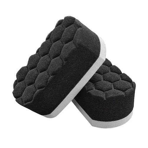 Suvnie 2 PCS Tire Shine Dressing Applicator Pad, Washable Hex Logic Car Detailing Foam Sponge with Easy Grip, Soft Tire Trim Applicator Pad for Car Glass, Porcelain and More (Gray)