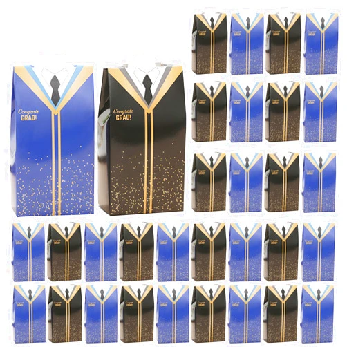 Liyiyiyia 30Pcs Graduation Decorations Gift Box Bachelor Cap Gown Shaped Candy Chocolate Cupcake Treat Paper Bags for Class of 2024 Congrats Grad Party Supplies High School College University Celebrations