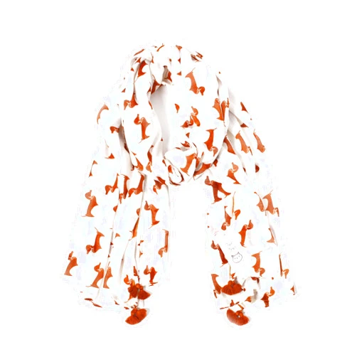 Anika Dali (11 COLORS) Bella Doxie Dachshund Dog Scarf, Women's Animal Print Tassel Shawl