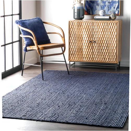 nuLOOM 2x3 Rigo Jute Hand Woven Area Rug, Navy, Solid Farmhouse Design, Natural Fiber, For Bedroom, Living Room, Dining Room, Hallway, Office, Kitchen, Entryway
