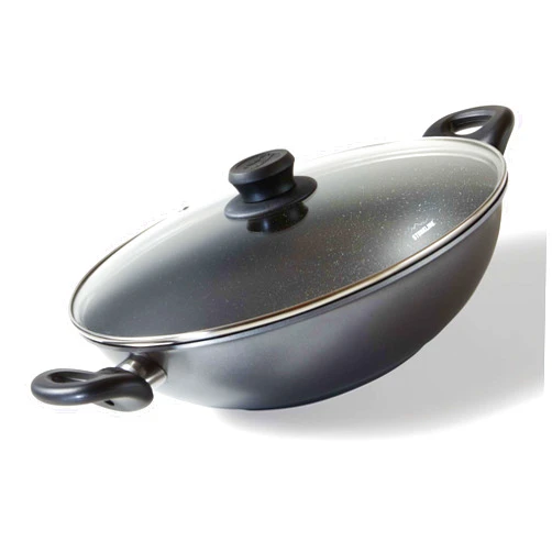STONELINE Wok 28 cm with Glass Lid Suitable for Induction Cookers