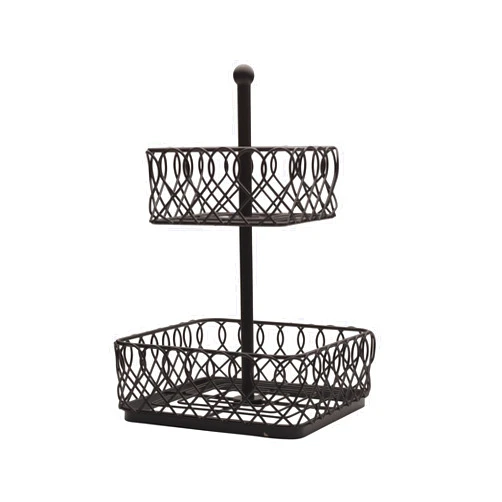 Gourmet Basics by Mikasa Juliette 2 Tiered Fruit Storage Basket, 16 Inch, Black