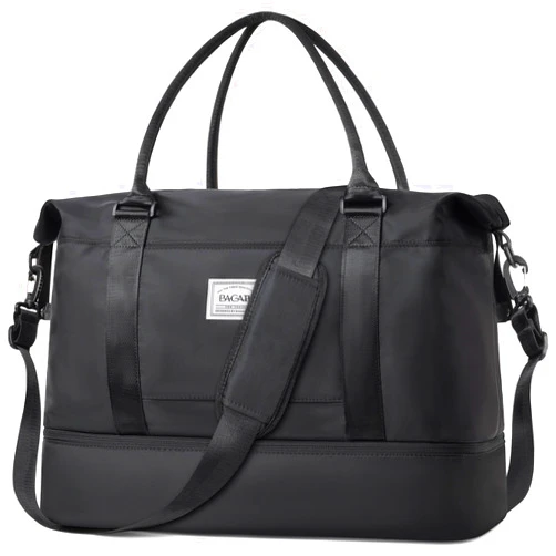 BAGAIL Travel Duffel Bag - Weekender, Overnight Gym Carry On Tote with Wet Pocket, Hospital Mom Bag for Labor and Delivery - Extra Large, Black