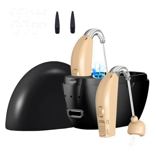 FOTN Hearing Aids for Seniors, Rechargeable Hearing Amplifier with Noise Cancelling, Volume Control, Digital Hearing Assist Devices with Charging Box