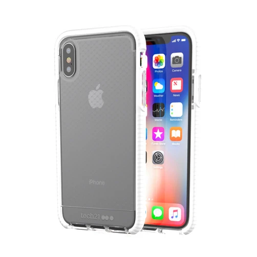 Tech21 Evo Check Slim Fit Case for iPhone X/XS - Clear White, Wireless & Heavy Duty Protection