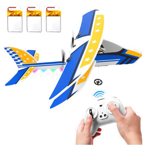 DEERC RC Plane, 2.4GHZ Remote Control Airplane W/ 3 Batteries & 6-axis Gyro Stabilizer, 2CH RTF RC Glider Toy for Beginners Kids Boys Girls Adults