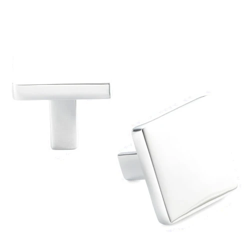 ASKANO Polished Chrome, Square Kitchen Cabinet Knob ZK2401 | Pack of 10, Modern Pull Handle, Solid Hardware for Drawer, Dresser, Bathroom, Vanity, Furniture Door, Cupboard, Bedroom, Size: 1-1/8 Inch