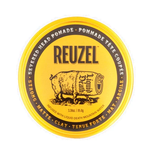 REUZEL and Liquid Death Severed Head Matte Clay Pomade, Strong All Day Hold, Water Soluble, Matte Finish and Non-Greasy Formula, Easy To Wash Out, For All Hair Types, 3.38 oz