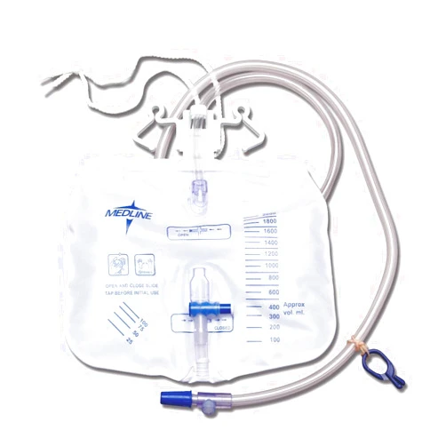 Medline Urinary Drain Bags with Anti Reflux Tower, Sterile, Slide Tap, Latex Free, 2000mL Capacity (Pack of 20)