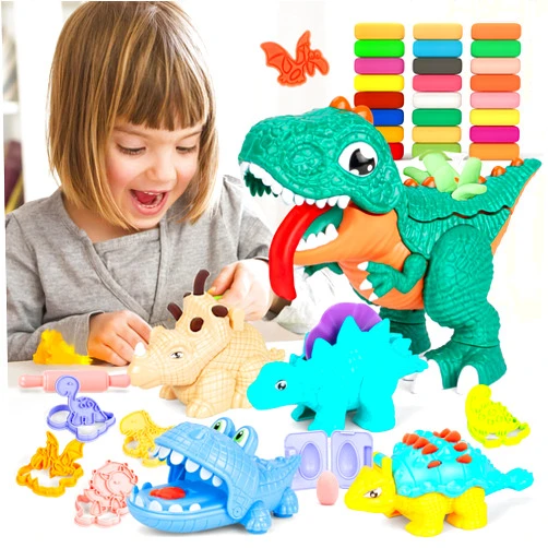 UNIH Dinosaur Dough Sets for Toddlers, Dough Tool Kit for Kids, 36 Pcs Dough Accessories Dinosaur Playset Toys for Kids 3-5 (24 Pack Dough)