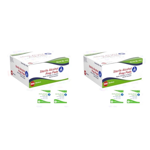 Dynarex Alcohol Prep Pad Sterile, Medium, 200 count (Pack of 2)