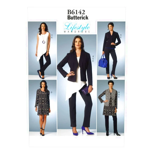 Butterick Patterns B6142 Misses' Jacket, Vest, Tunic, Dress and Pants Sewing Template, Size E5 (14-16-18-20-22)