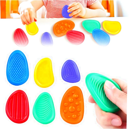 Ehnoge Fidget Toys Sensory Stone, 2025 New 6 Pack Textured Soft Worry Stone Fidget Stress Toys for Anxiety Relief, Fidget Stress Calming Toys for Kids with Autism Students Adults (1 Set)
