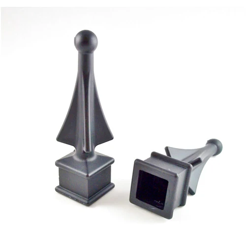 Retrospec Creations 100 Each for 3/4” Black Plastic Finial Tops for Iron Picket Fence 4-Sided Spire - #1-34
