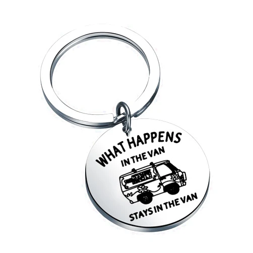 TGBJE What Happens in the Van Stays in the Van Vanlife Keychain Camper Lover Gift Travelers Adventure Gift RV Camping Jewelry