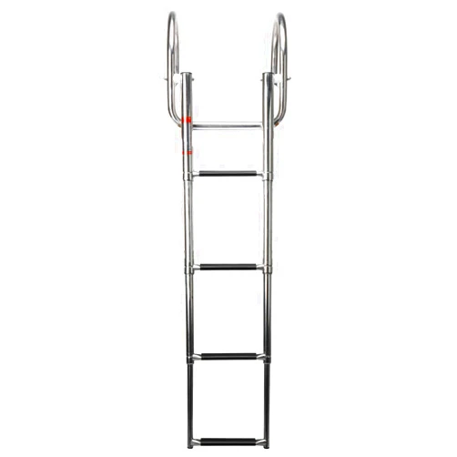 Amarine Made 4 Steps Boat Ladder Folding Pontoon Boat Ladder Stainless Steel Telescoping Dock Ladder 550lbs Capacity for Marine Swimming Pool Lake