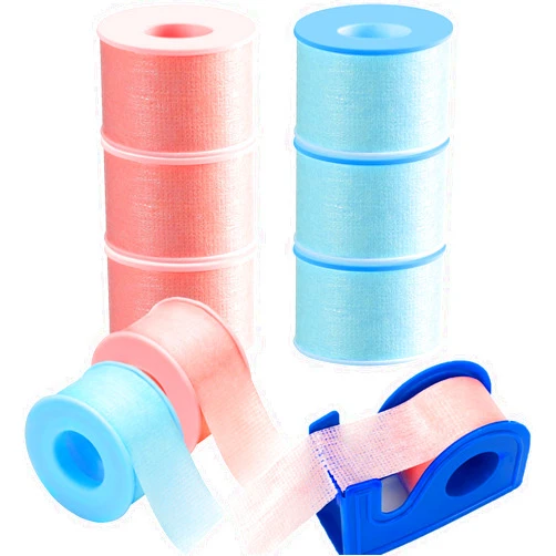 Lounsweer 6 Rolls Lash Tape for Eyelash Extensions Breathable Non Woven Fabric Lash Tape with Dispenser Cutter, Reusable Adhesive Silicone Tape for Sleeping, Skin, Lash, Easy to Remove, 1 Inch x 3.9 Yards