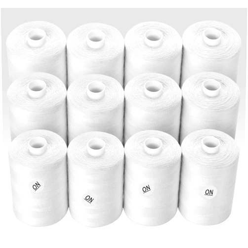 ilauke Sewing Thread, 12 Spools 1000 Yards Each White Sewing Thread, Polyester All Purpose Thread, White Thread for Sewing Machine/Hand Sewing/Hand Quilting Thread