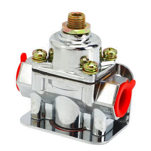 FOUF Bypass Billet Fuel Pressure Regulator with 3/8'' NPT Inlet and Outlet, Compatible with Gasoline, Adjustable Carburetor Fuel Pressure Regulator 4‑1/2 to 9 Psi Zinc Alloy 12‑803 for Holley
