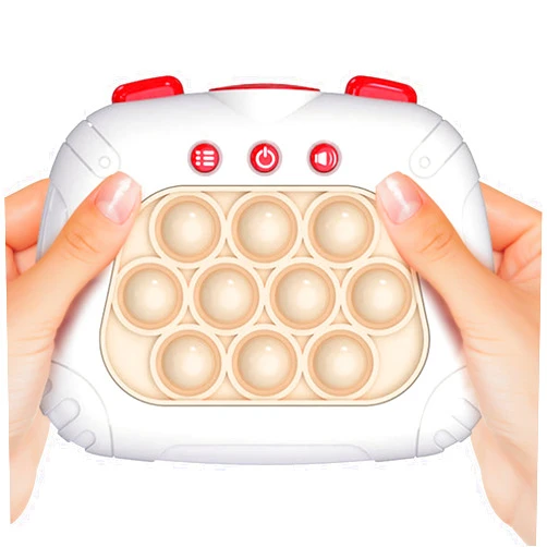 Flowersea998 Quick Push Game Console Light-Up Decompression Breakthrough Puzzle Game Machine Handheld Game Stress Relief Fidget Toys - White