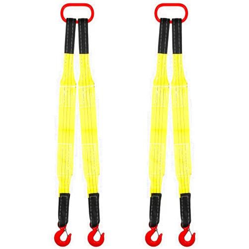 Maasechs 2 Pack Lifting Slings Straps with Hooks Capacity Polyester Bridle Sling Heavy Duty Two Leg Lifting Slings and Straps for Engines Cranes Hoists Truck Cargo(Yellow,3.3ft)