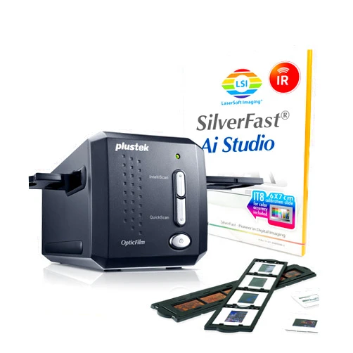 Plustek OpticFilm 8200i AI - 35mm Film & Slides Scanner. IT 8 Calibration Target + SilverFast Ai Studio 9, 7200 dpi Resolution 64Bit HDRi , Mac/PC
