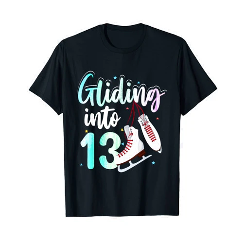 Ice Skater Birthday Apparel For 13 Year Old Gliding Into 13 Ice Skating Princess 13th Birthday T-Shirt