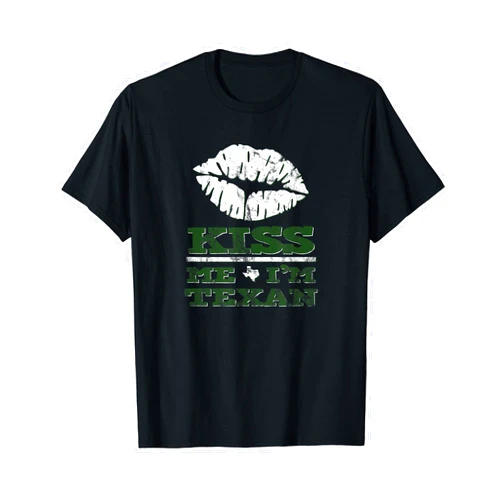 Crazy Fun Designs Kiss Me I'm Texan Saint Patricks Day T-Shirt