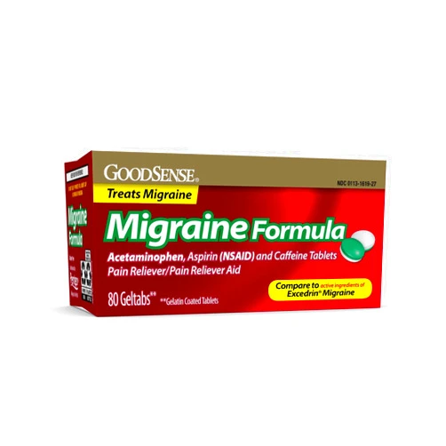 GoodSense Migraine Relief Geltabs, Acetaminophen, Aspirin (NSAID) and Caffeine, 80 Count