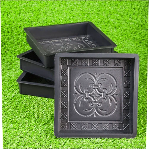 BETONEX Plastic Molds Concrete Set Patio Paving Mold 4 pcs - Big Beautiful Pathmaker Precast Concrete Molds and Forms Stampcrete for Walkways - Large Cobblestone Molds for Concrete, Reusable