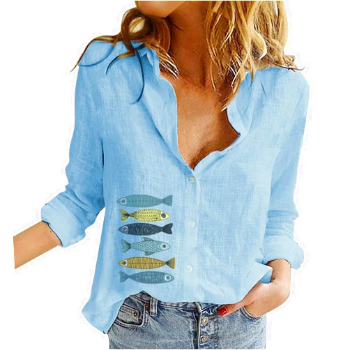 Generic Womens Summer Tops Blouse Linen Blouses for Women Blouses Button Shirts Rodeo Outfit for Blouses Button Shirts Rodeo