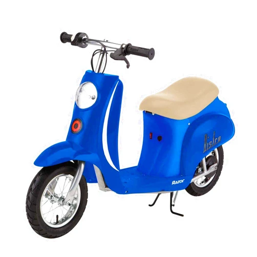 Razor Pocket Mod Miniature Euro 24V Electric Kids Ride on Retro Moped Scooter, Speeds Up to 15 Mph and 10 Mile Range, Ages 13+, Blue