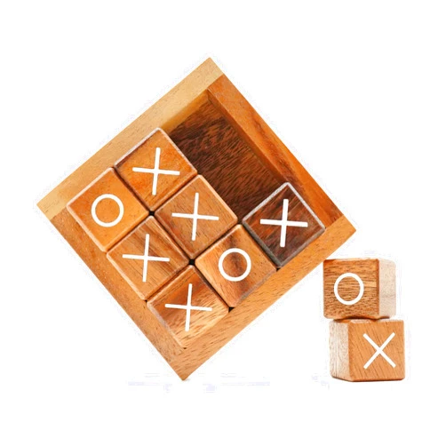 BSIRI Tic Tac Toe for Kids and Adults Coffee Table Living Room Decor and Desk Decor Family Games Night Classic Board Games Wood Rustic for Families Size 4 Inch