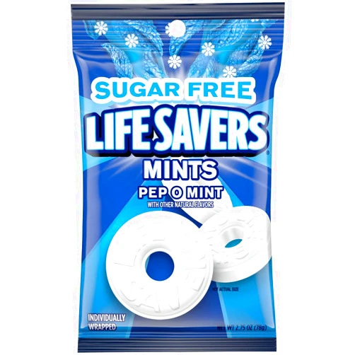 LIFE SAVERS Pep-O-Mint Breath Mints Hard Candy, 2.75 oz Bag (Pack of 12)