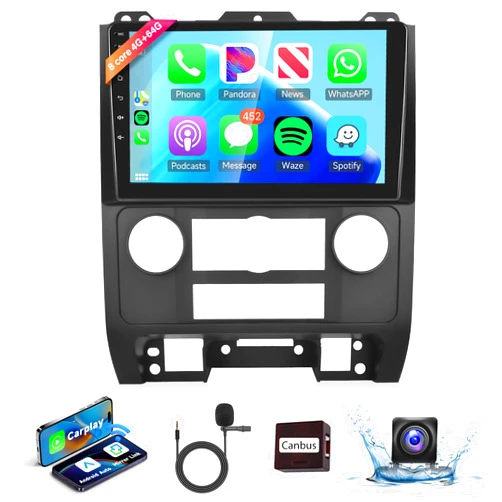 Rimoody 8 Core 4+64G Android Car Stereo for Ford Escape Kuga Mazda Tribute 2007-2012 with Wireless Carplay Android Auto, 9’’ Touchscreen Head Unit Bluetooth GPS Mirror Link WiFi FM/RDS DSP Backup Camera SWC