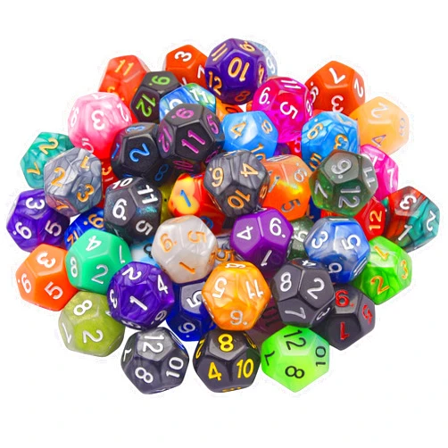 AUSTOR 56 Pieces 12 Sided Dice Set Mix Color D12 Dice Polyhedral Dice Assortment with a Black Velvet Storage Bag for DND RPG MTG Table Games