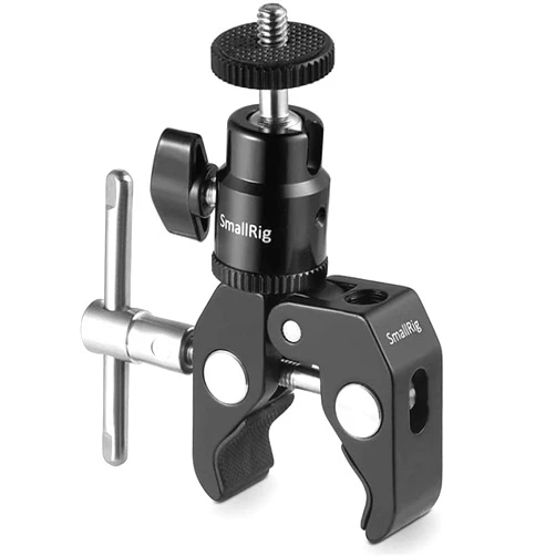 SmallRig Super Clamp Mount with Mini Ball Head Mount, Hot Shoe Adapter with 1/4 Screw for LCD Field Monitor, LED Lights, Flash, Microphone, for Gopro, for DJI Action 2, for Insta360-1124