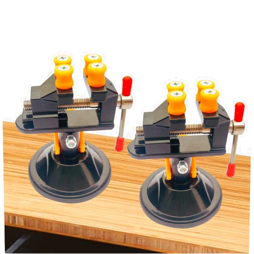 Hyecen Mini Jewelry Vise-Small Table Vice Clamp with Rubber Spikes to Protect Jewelry|360 Degree Suction Workbench Vise for Diy|Mini Hobby Dremel Desk Vise Grip Universal Drill Press for Repair（2PC）