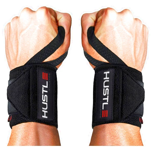Hustle Athletics Wrist Wraps for Weightlifting - USPA Approved, Best Gym Wrist Straps for Weightlifting Wrist Support for Powerlifting, Bodybuilding & Strength Training - Thumb Loop for Men & Women