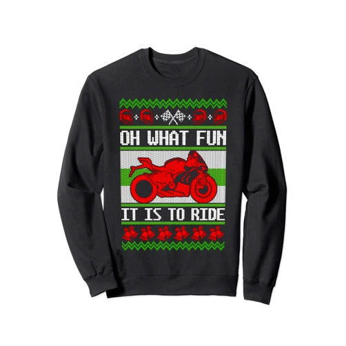 Funny X-Mas Motorbike Street Racer Xmas Biker Ride Sport Bike Motorcycle Rider Ugly Christmas Sweater Fun Braap Sweatshirt