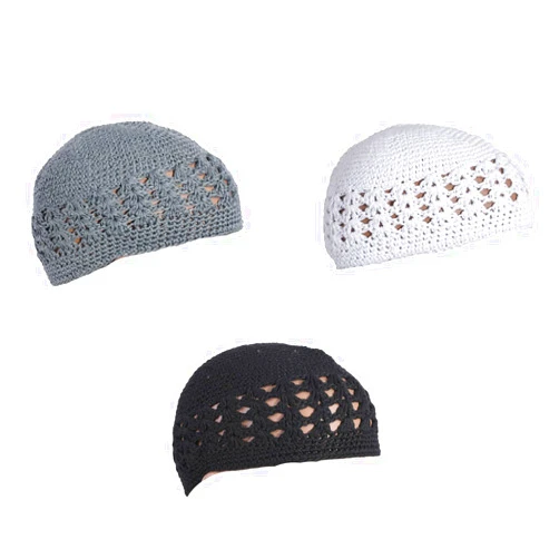 Qovelly Unisex Premium Cotton Lattice Knitting Skull Beanies Kufi Caps 3 Packed for Men Women