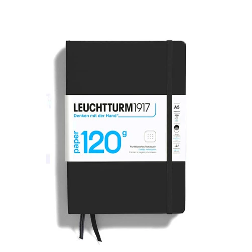 LEUCHTTURM1917-120G Special Edition - Medium A5 Dotted Hardcover Notebook (Black) - 203 Numbered Pages with 120gsm Paper