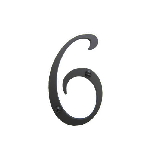 Bushere & Son Iron Studio Inc. Classic Smooth Spanish Style Address Number 6 (Black)