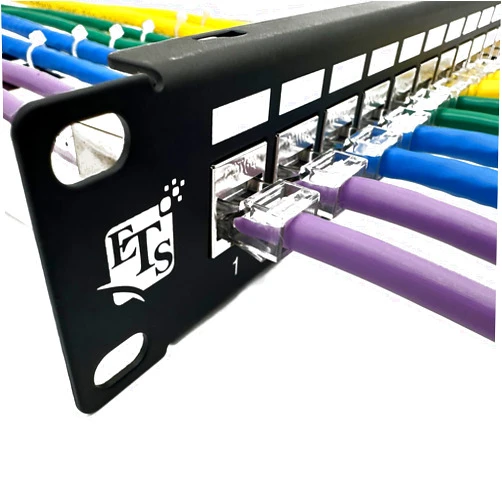 ETS 24-Port CAT6A FTP Shielded 1U Patch Panel 19-Inch Loaded w/Tool-Less Keystone Jacks Rackmount or Wallmount