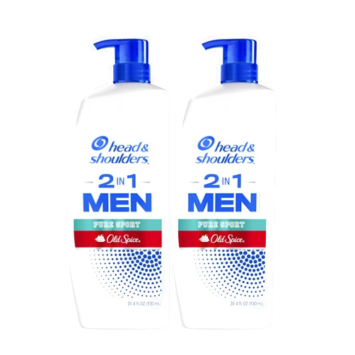 Head & Shoulders 2-in-1 Dandruff Shampoo and Conditioner Set, Clinically Proven Dandruff & Itch Relief, Lemon-Lime Scent of Old Spice Pure Sport, Nourish Scalp & Hair, 31.4 Fl Oz Each, 2 Pack
