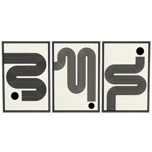SIGNLEADER Framed Canvas Print Wall Art Set Geometric Mid-Century Circle Wave Landscape Abstract Shapes Illustrations Modern Art Boho Decorative for Living Room, Bedroom, Office - 16