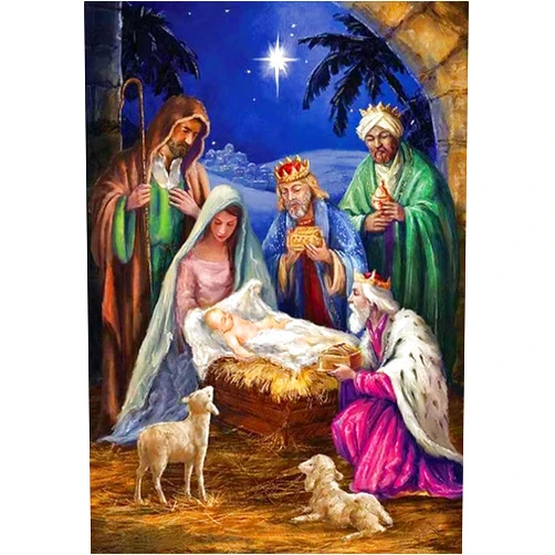 WUSARPLY Nativity Scene Stamped Cross Stitch Kits - Christmas Jesus was Born Needlepoint Counted Cross Stitch Kits for Beginners Adults Patterns Dimensions Embroidery Kits Arts and Crafts