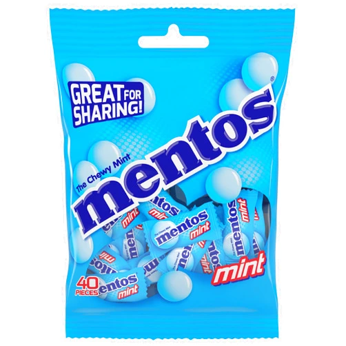 Mentos Chewy Mint Candy, Individually Wrapped, Holiday Candy, Bulk, 0.10 Oz, Pack of 40
