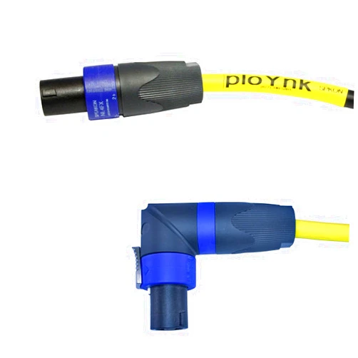 PloYnk Pro Audio Speaker Cable with Speakon Connectors Right Angle to Straight (6ft, 2 Conductor 12ga Wire)